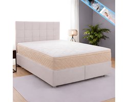 Maan matras ® Boxspring | boxspring 90x200 Beige | bed | boxspring met opbergruimte | Boxspring compleet