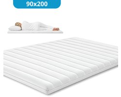 Maan matras® - Topper 90x200 - Topmatras - Topdekmatras - 8cm dik - HR Koudschuim - Afritsbaar en wasbaar - Medium Hardheid - Matrastopper