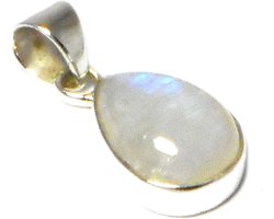Maansteenhanger Sterling - Edelsteen hanger - Dames sieraden - Regenboog effect - 15x32 mm - Zilverkleurig