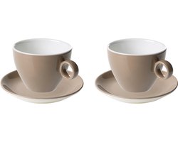 Maastricht Porselein - Cappuccino kop en schotel - 2 stuks - 23 cl - Bruin - Porselein - Koffiekopjes