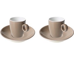 Maastricht Porselein - Espresso kop en schotel - 2 stuks - 6,5 cl - Bruin - Porselein - Koffiekopjes