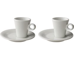 Maastricht Porselein - Finn - Espresso kop en schotel - 2 stuks - 6 cl - Wit - Porselein - Koffiekopjes