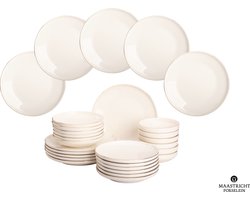 Maastricht Porselein - Ligne D'Or - Serviesset - 6 persoons - 24 delig - Wit/Goud - Porselein - Bordenset