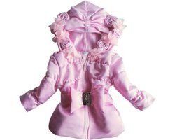 Maat 122 Zomerjas licht roze voor baby en kind Jas met roosjes en riem kinderjas lichtroze