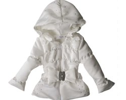 Maat 140 Kinderjas wit zomerjas met steentjes en strik riem voor baby en kind Jas jasje witte jas hotfix steentjes EAN 6096542151168 | Jas