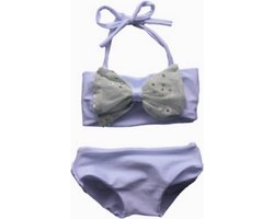 Maat 146 Bikini zwemkleding Wit met steentjes badkleding met strik voor baby en kind zwem kleding