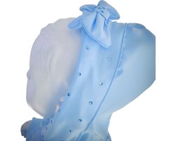 Maat 146 Zomerjas steentjes Blauw baby en kind Jas glitter kinderjas strik babyblauw jasje met hotfix steentjes