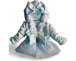 Maat 62 Zomerjas Blauw voor baby en kind Jas kinderjas met tule rok bloem babyblauw strik met riem ceintuur