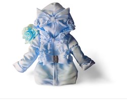 Maat 68 Zomerjas Blauw baby en kind Jas glitter kinderjas met roosjes babyblauw