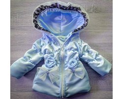 Maat 80 Zomerjas blauw met steentjes roosjes en glitter jas baby en kind kinderJas babyblauw
