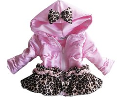 Maat 80 Zomerjas licht roze panterprint voor baby en kind Jas met dierenprint lichtroze kinderjas jasje leopard tijgerprint strik