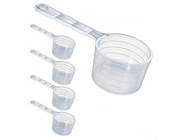 Maatlepels - 5 Stuks - Doseerlepels - Lepel - Maatlepel - Koffiepoederschepje - Koffie Schepje - keukengereedschap - Kookgereedschap - Met Schaal - Doseerhulp - voor eiwitsupplementen - koffie - melkpoeder - bakken - koken - meten - 50ML