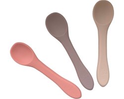 Mabebi - 3stuks baby/peuter lepels - siliconen lepels - trainingslepels - kinderlepels - leren eten - Roze