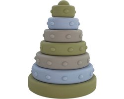 Mabebi - Stapelringen - Stapeltoren - Siliconen speelgoed - Duurzaam en zacht - Kraamcadeau - Baby/ peuter speelgoed - Montessori speelgoed - Groen