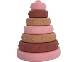 Mabebi - Stapelringen - Stapeltoren - Siliconen speelgoed - Duurzaam en zacht - Kraamcadeau - Baby/ peuter speelgoed - Montessori speelgoed - Roze