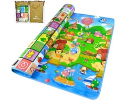 Maboshi Speelmat - Kinderspeelmat - Babygymmat - Babyspeelmat - Zachte kruipmat - Met vrolijke dieren- en letterpatronen - Gemaakt van PE-schuim - Dubbelzijdig opvouwbaar - 180x200 cm - Inclusief opbergtas - Veilig en zacht - Vochtbestendig - Cadeau