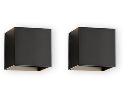 Maca Wandlamp - Binnen - Buiten - 2700K – 10x10x10cm - Muurlamp - Lamp - Buitenlamp - Verlichting – Zwart