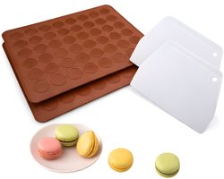 Macarons bakmat - 2 Stuks- Voor 48 stuks - Macaron - Siliconen bakvormen - Vaatwasserbestendig - Ovenbestendig - Macarons mat - Ovenmat - Inclusief 2 Schrapers Wit