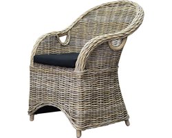 Macau dining tuinstoel met handgat naturel rotan - olefin black
