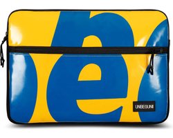 MacBook Pro 16 inch case met vak (van gerecycled materiaal) - Geel-blauwe laptop sleeve/hoes voor de MacBook Pro 16 inch M4 (2025)
