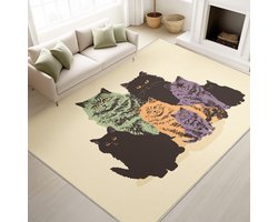 Machinewasbaar Tapijt - Zacht Vloerkleed - Woonkamer Decoratie - Antislip Achterkant - 120 x 180 cm - Pop Art Dieren