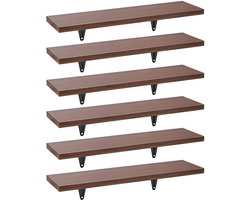 Maclean MC-331 - Set van 6 Wandplanken - Boekenplank - Wandrek - Boekenrek - 8kg max - Wandmontage - 43 x 11,4 x 1,5 cm - Bruin ( walnoot)
