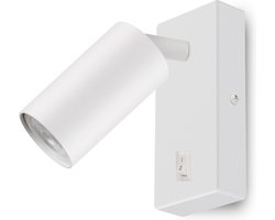 Maclean wandlamp - spot - rond - GU10 - met schakelaar - 55x100mm - kleur wit - MCE369 W