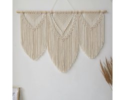 Macrame 110 cm (B) x 82 cm (H) Boho tapijt, groot, handgeweven, slaapkamer wanddecoratie, balkon decoratie, wanddecoratie, cadeau voor vrouwen (B)