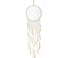 Macrame Dream Catchers voor Slaapkamer - Tassel Wanddecoratie - Handgemaakte Dromenvangers - Huisdecoratie met Ornamenten - Ambachtelijk Geluks Geschenk (Wit)