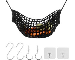 Macramé fruitmand - zwart - set van 1 - katoen