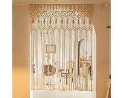 Macramé Gordijn – 1 Stuks – Geweven Wandhanger & Raamdecoratie – Bohemian Stijl – Handgemaakt Katoen – Voor Deur, Raam of Muur