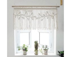 Macramé gordijn en wanddecoratie in boho-stijl (ivoor)