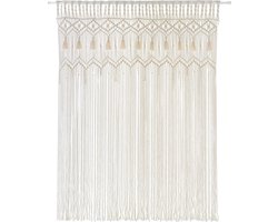 Macrame Gordijn Muur Hangend Groot Handgemaakt Geweven Tapijt Gordijnen Boho Deurgordijn voor Bruiloft Decoratie, Decoratie Woonkamer Kinderkamer Ivoor 132 x 180cm