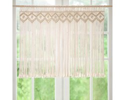 Macrame Gordijn Raam Muurophanging Boho Decoratief Geweven Tapijt Wanddecoratie Buitengordijn voor Bruiloft Decoratie Thuis 89 x 66 cm