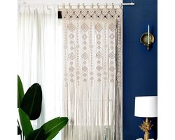 Macrame Gordijnen - Boho Raamdecoratie - Handgeweven Katoenen Deurgordijnen - Tapisserie Woven Katoenen Wanddecoratie voor Woonkamer - Slaapkamer - Bruiloft Partij (85 x 200 cm)