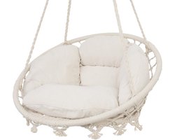 Macramé hangstoel - Voor buiten - Belastbaar tot 100kg - 80x120cm - Creme
