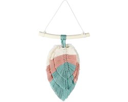 Macrame Leaf Wandkleed Set- Bohemian Wandtapijt - Handgemaakt Woonkamer Muurdecoratie - Boho Muurkleed - Wandhanger & Muurhanger - Muurtapijt Wanddecoratie - Wanddoek Kamer Wall Decoratie - Home Slaapkamer Tapestry Muurkleed -Wit
