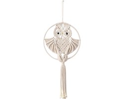 Macrame - Macramé  - Handgeweven - Wonen - Decoratie - Accessoires - Tapijt - Baby Kamer - Voor aan de Muur - Woon Decoratie - Boerderij - Room Decor - Uil (B)