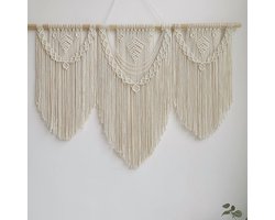 Macramé muur opknoping kunst geweven tapijt boho deco chic huis decor appartement slaapzaal kamerdecoratie, 110cm (W) x 82cm (H), balkon decoratie, wanddecoratie boho (set A)