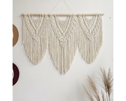 Macramé muur opknoping kunst - geweven tapijt boho deco chic - huis decor appartement slaapzaal kamerdecoratie - balkon decoratie, wanddecoratie boho - 110cm (W) x 82cm (H) - set F
