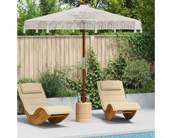 Macramè Parasol | Zonnescherm | Tuinparasol Crème 252,5 x 252,5 x 260 cm Katoen en Teakhout
