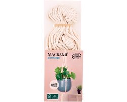 Macramé planthanger - 100 cm - Wit Katoen