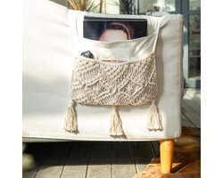 Macrame Sofa Armsteun Organizer Afstandsbediening Houder Magazine Rack Opbergmand op Bank Stoel Arm voor TV Afstandsbediening, Magazine, Boeken, Mobiele Telefoon, iPad, Woonkamer Slaapkamer, Boho Home Decor