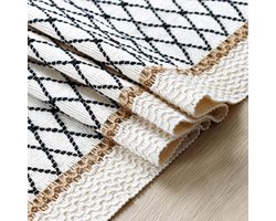 Macrame Tafelloper - Crème Beige Boho - Handgeweven Katoen Jute - Rustieke Boerderijstijl - Bohemien Keuken Eettafel Decoratie