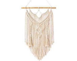 Macrame Wall Wallpaper - Boho Deco - Chic Driftwood Tapestry - Woven Wall Decoration - Indie Room - Appartement - Slaapkamer - Cadeaus - Balkon Decoratie - 43cm (W) x 66cm (L)