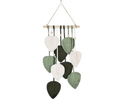 Macrame Wall Wallpaper - Boho Decoration - Tapestry Wall Hanging - Handmade Macrame Tapestry met Wooden Beads - Groene Bladeren voor Slaapkamer en Kinderkamer Wanddecoratie