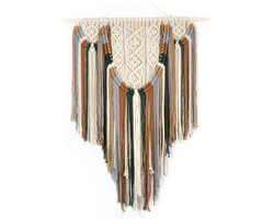 Macramé Wandkleed - Bohemian Decoratie - Woonkamer Aankleden - Handgemaakt Katoen - 70x90 cm - Bruin