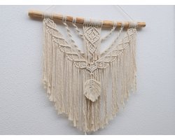 Macrame Wandkleed design - 60x70 cm - Bohemian Wandtapijt - Handgemaakt Woonkamer Muurdecoratie - Boho Muurkleed - 100% Katoen Touw/Koord Wandhanger & Muurhanger - Muurtapijt Wanddecoratie - Wanddoek Kamer muurdecoratie -Slaapkamer Tapestry Muurkleed