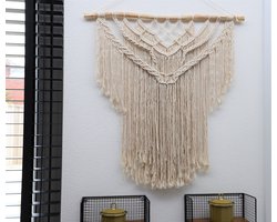 Macrame Wandkleed design - 80x80 cm - Bohemian Wandtapijt - Handgemaakt Woonkamer Muurdecoratie - Boho Muurkleed - 100% Katoen Touw/Koord Wandhanger & Muurhanger - Muurtapijt Wanddecoratie - Wanddoek Kamer muurdecoratie -Slaapkamer Tapestry Muurkleed