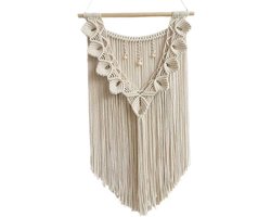 Macramé wandkleed kunst geweven tapijt boho deco chic - huis decor appartement slaapzaal kamerdecoratie - balkon decoratie, wanddecoratie boho - 70 cm (L) x 40 cm (B) - Set S